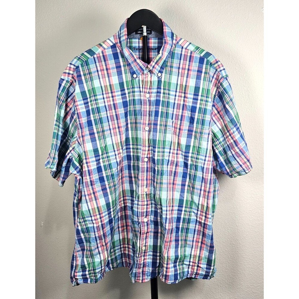 Tailor Vintage Luxe‎ Performance XXXL Plaid Shirt Short Sleeve Stretch Button Up